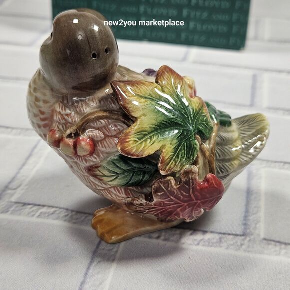 Vintage Fitz & Floyd Salt & Pepper Shakers Autumn Splendor Ceramic Goose Duck - Picture 2 of 12